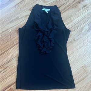 White House Black Market Black Ruffled Blouse